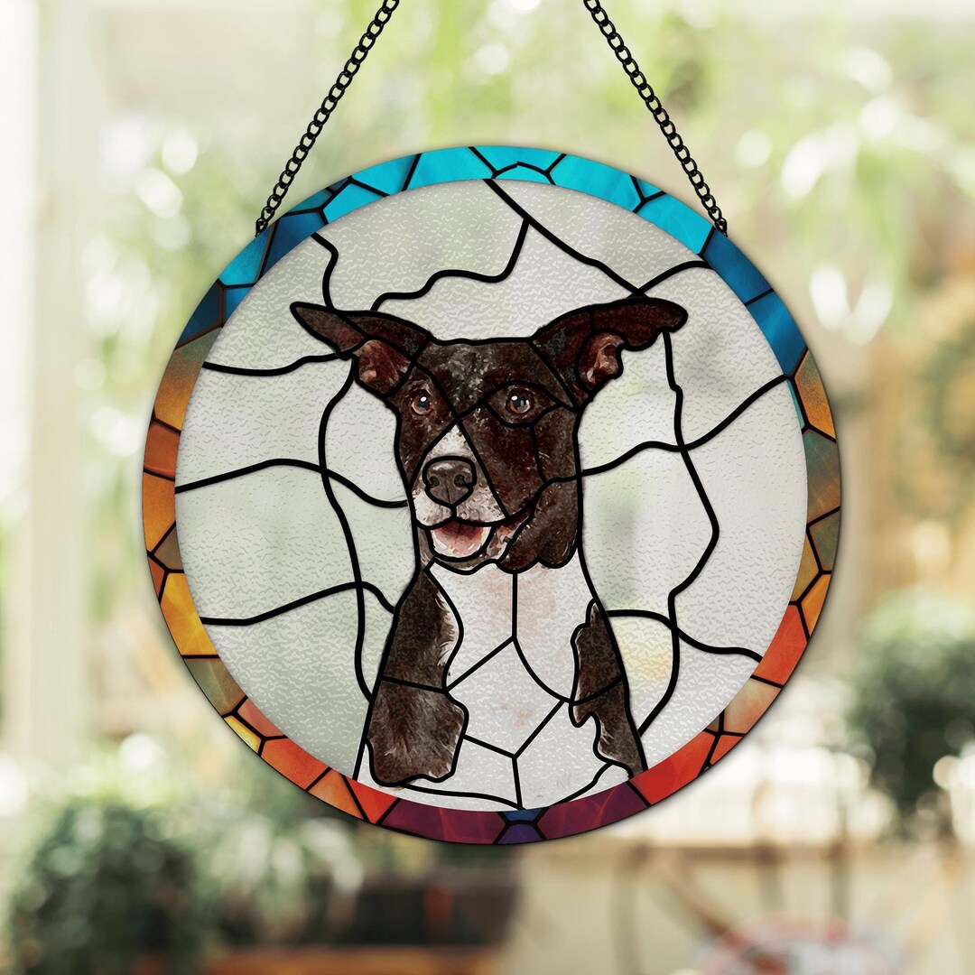 Dog Memorial Suncatcher Stained Glass - Rainbow Bridge Sympathy Gift ...