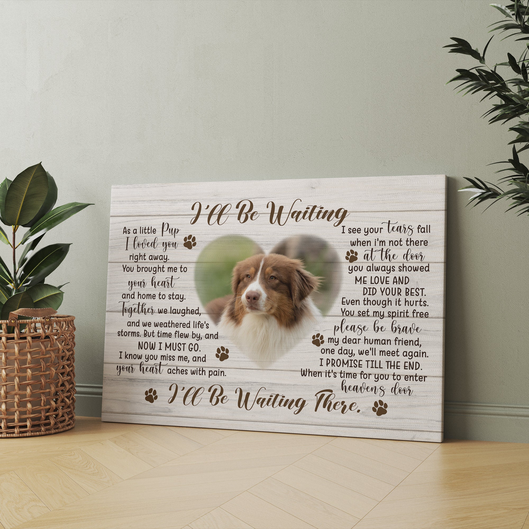 Custom Photo Pet Memorial Canvas, Dog Passed Away Gift, Loss of Dog ...