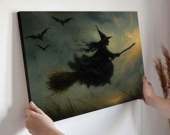 Witchy Decor Halloween Wall Art, Printable Vintage Witch Halloween, Witchy Decor, Vintage Halloween Painting, Vintage Witch Wall Art
