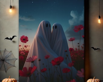 Impressão gótica romântica de fantasmas - Até que sejamos fantasmas, presente para casais góticos, presente de casamento gótico, presente emo ou alternativo, presentes de decoração gótica para casa.