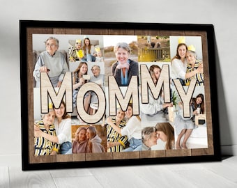 Personalized Mommy Photo Collage Canvas, Custom Mother's Day Gift, Printable Gift for Mom, Unique Birthday Gift for Mom from Daughter & Son