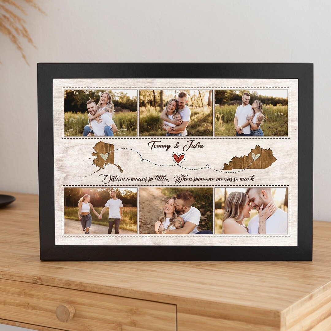Wedding Gift for Couple | Personalised Map Gift | Custom Two Map Linked ...