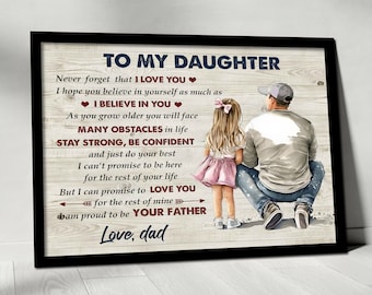 Daughter Gift From Dad, To My Daughter Letter Canvas, Father And Daughter Poster, Letter For Daughter, Gift Canvas For Son