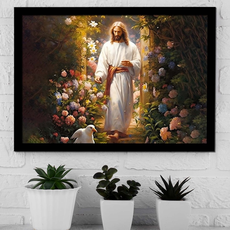 Jesus in His Garden, Religious Wall Decor, Bible Art Print, God's ...