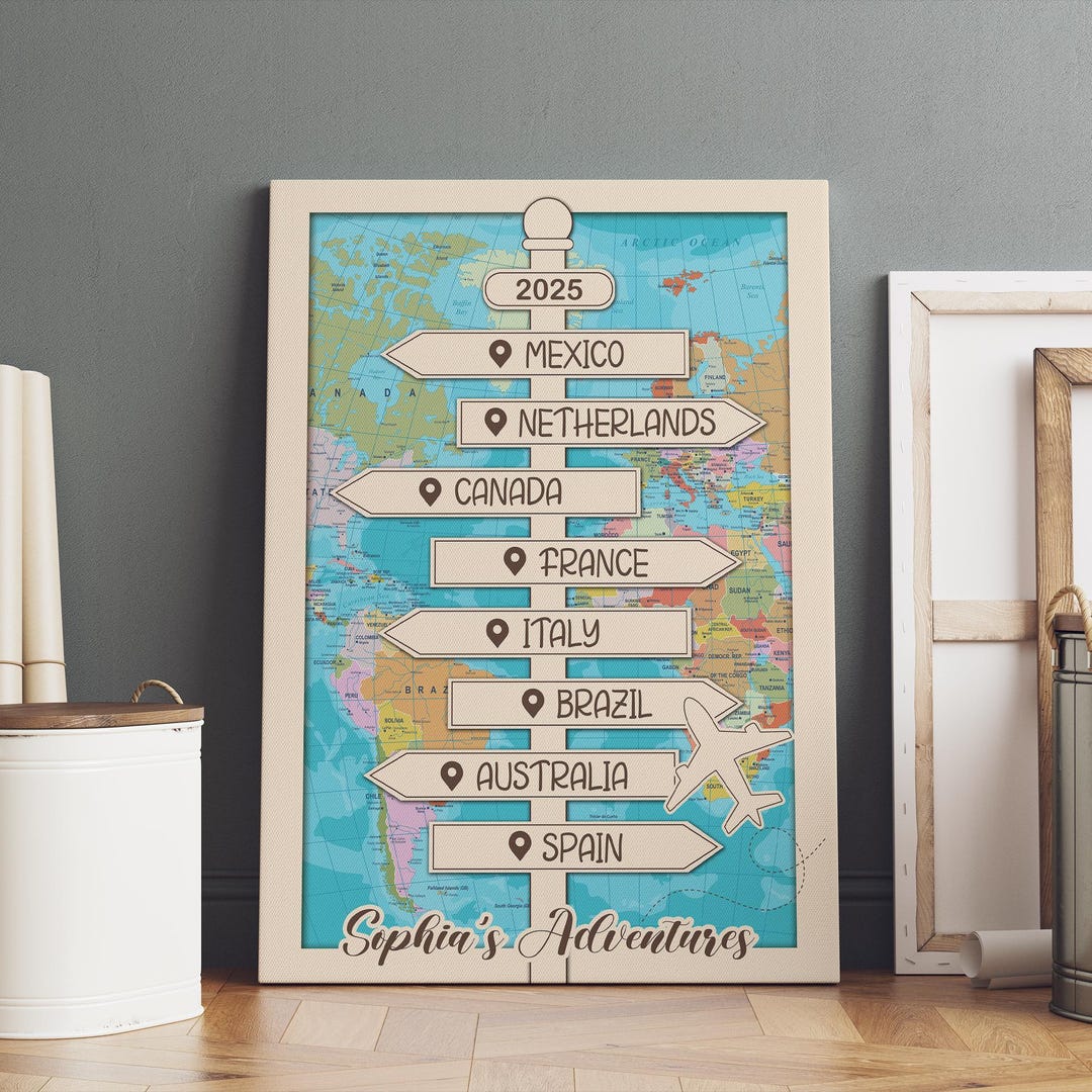 Personalized Travel Adventure Canvas Poster, Adventure Memory