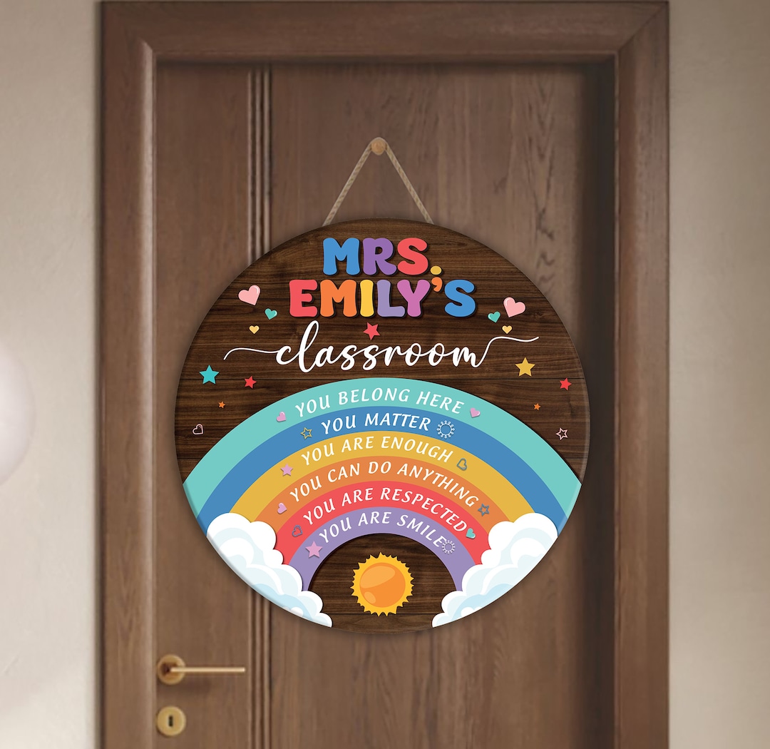 Personalized 3D Teacher Door Sign, Teacher Name Sign, Rainbow Classroom ...