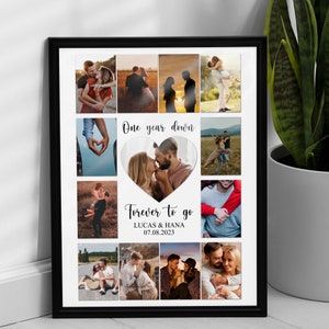 First Anniversary Gift for Him Custom Photo Collage, 1st anniversary gift for husband, Personalized 1 year anniversary gift for boyfriend