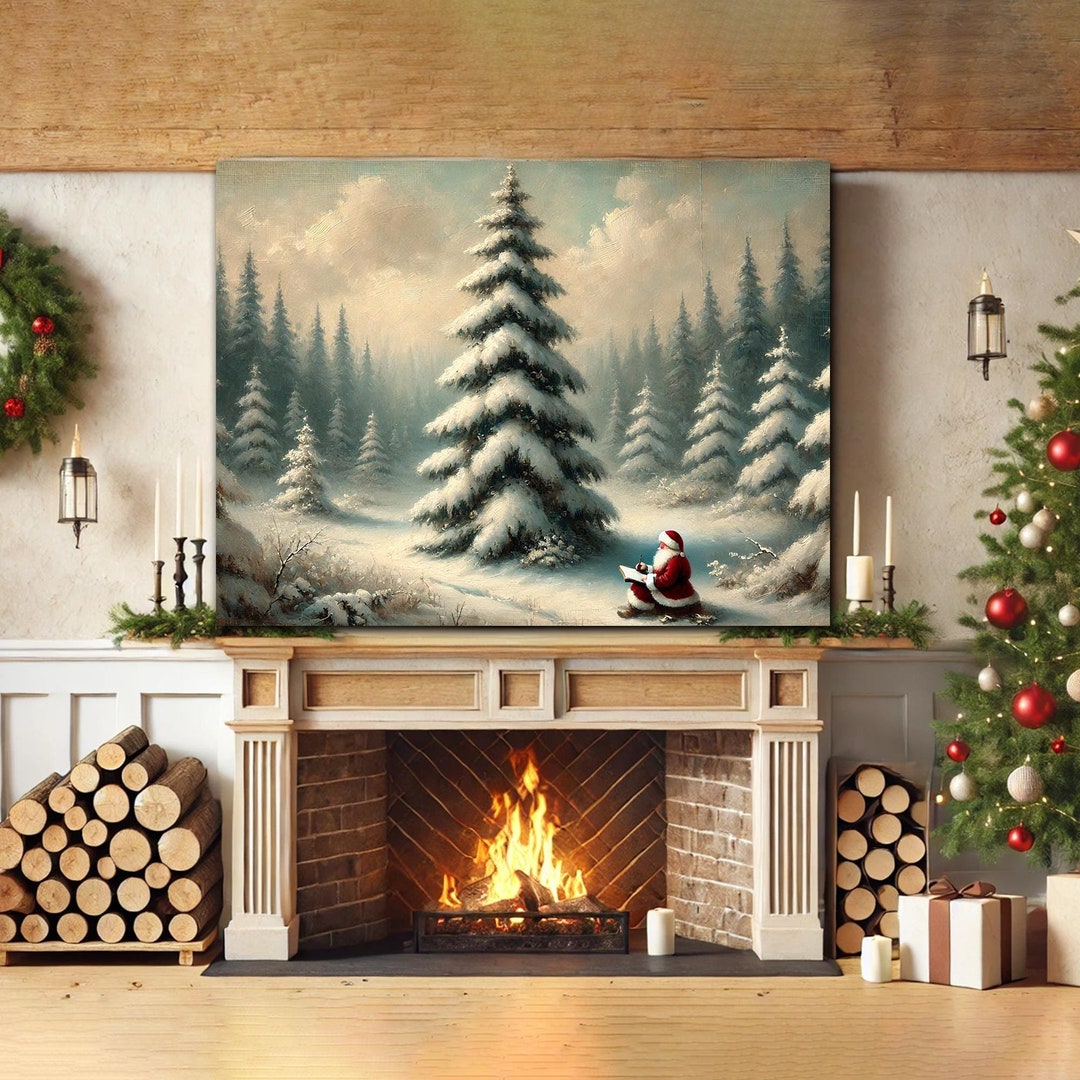 Christmas Pine Tree Canvas, Evergreen Tree Watercolor Art Poster, Pine ...