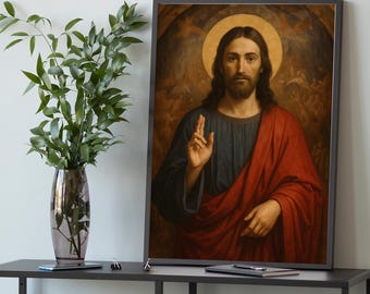 Impresión en lienzo de Jesucristo, arte de pared religioso elegante para el hogar y la oficina, decoración de alta calidad, lista para colgar.