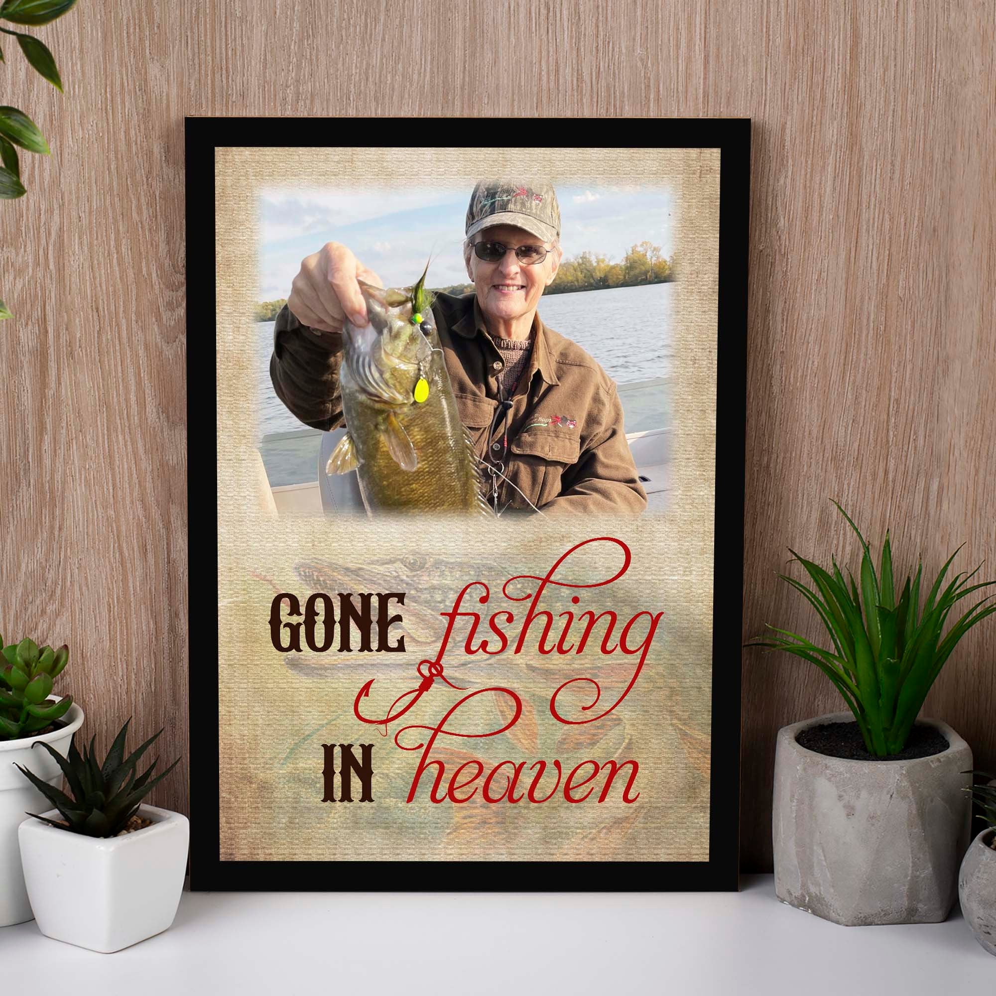 Gone Fishing Memorial Shadow Box, Gone Fishing In Heaven, Fishing In In Heaven Fishing In Memory Loss Of Loved One Tnd6