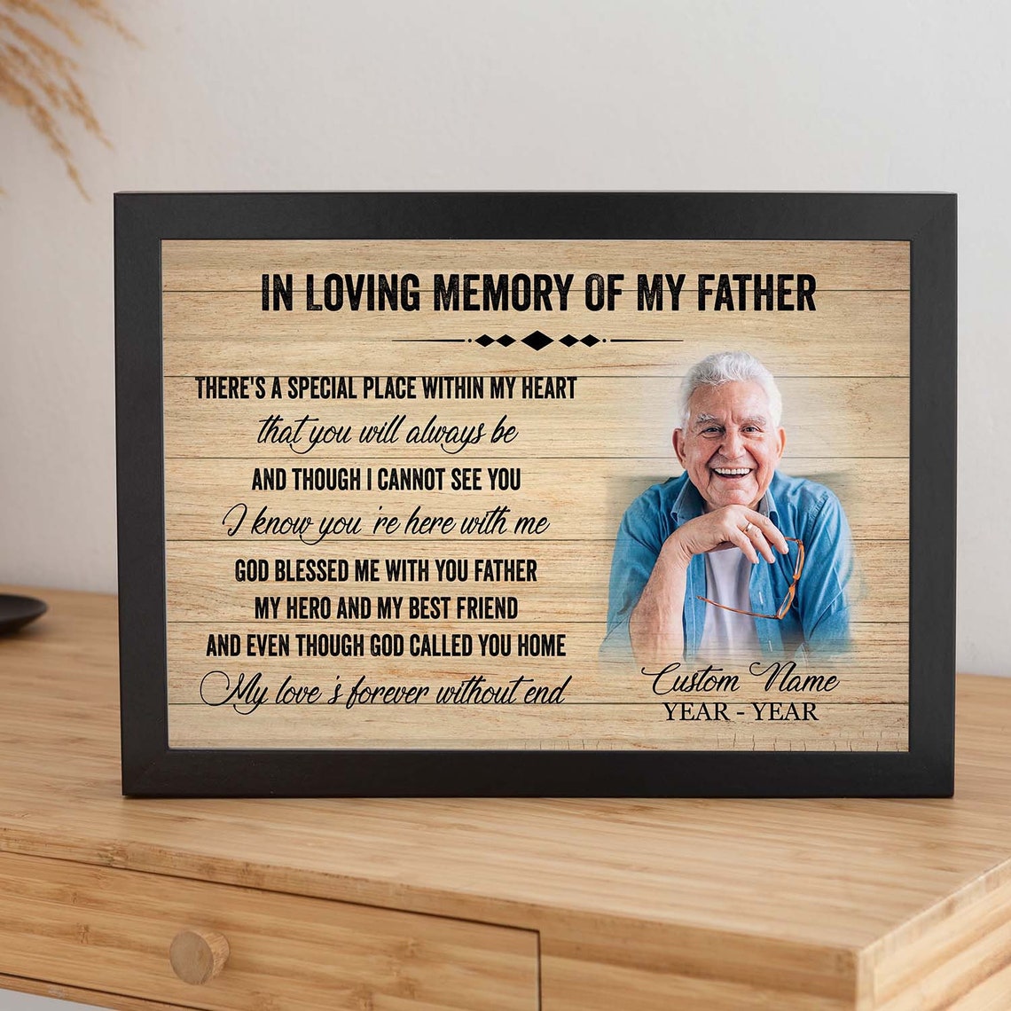 In Loving Memory of Dad Canvas, Memorial Canvas for Loss of Dad Mom