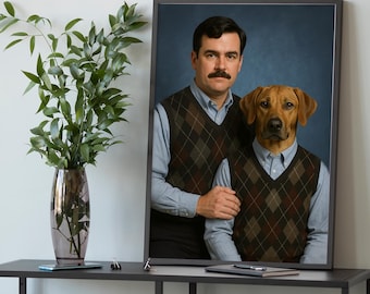 Step Brothers Pet Portrait Family Portrait, Human And Pet Custom Portrait, Funny Dog Portrait, Renaissance Dog Painting Pet Lovers Gift