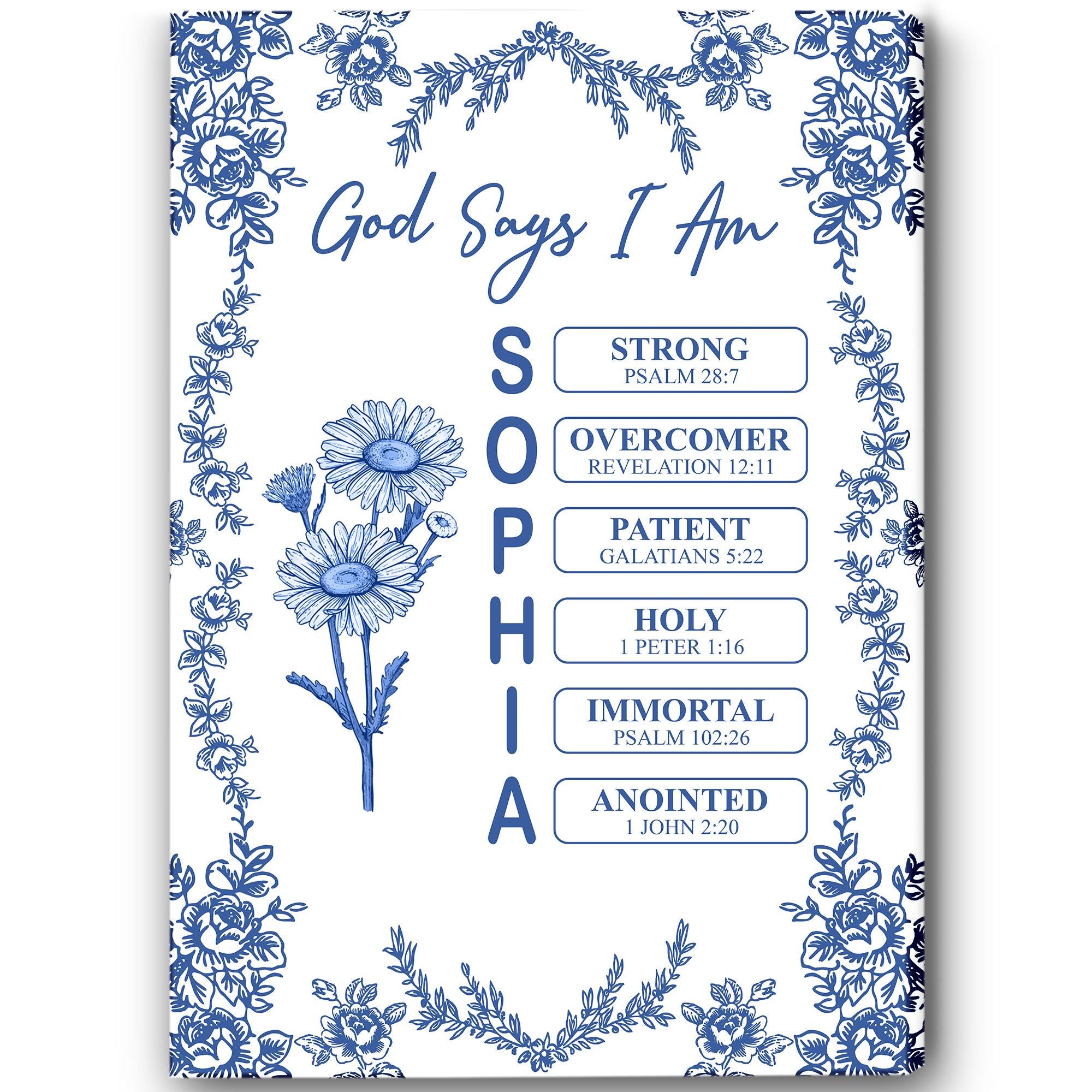 God Says I Am Name Letter in Bible Toile De Jouy Style Print ...