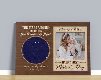 Personlig mors dag-present från Baby Canvas, mors dag-presenter till mamma stjärnkarta efter datum, grattis på mors dag-present till första mamma