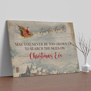 Vintage Christmas Wall Decor, May You Never Be Too Grown Up to Search the Skies Sign, Vintage Holiday Gift Wall Art, Christmas Decoration
