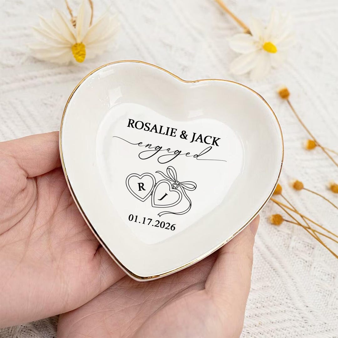 Personalized Engagement Ring Dish, Custom Jewelry Tray Couples Gift ...