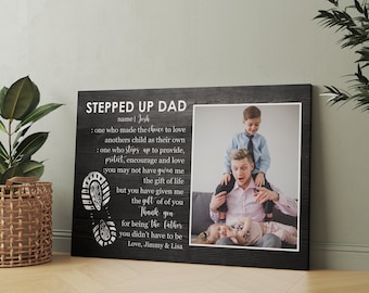 Marco de fotos de madera "Papá Increíble", regalo para papá extraordinario, padrastro, personalizado, regalo de Navidad para padrastro, decoración de pared
