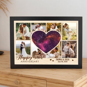 Custom Star Map 50th Anniversary Gift, 50 Years Photo Collage Gift For Husband, 50th Wedding Anniversary gift For Wife