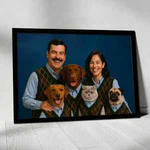 Step Brothers Pet Portrait Family Portrait, Human And Pet Custom Portrait, Funny Dog Portrait, Renaissance Dog Painting Pet Lovers Gift