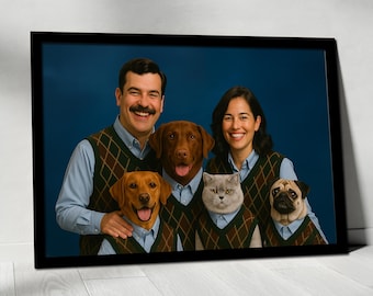 Step Brothers Pet Portrait Family Portrait, Human And Pet Custom Portrait, Funny Dog Portrait, Renaissance Dog Painting Pet Lovers Gift