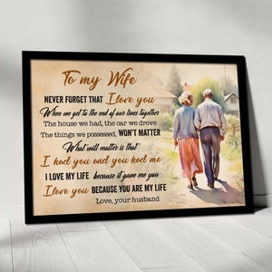 Letter To Wife Canvas, To My Wife Never Forget I Love You, Canvas Loss Of Wife, Couple Wall Art, Couple Poster Gift, Vintage Canvas Lover