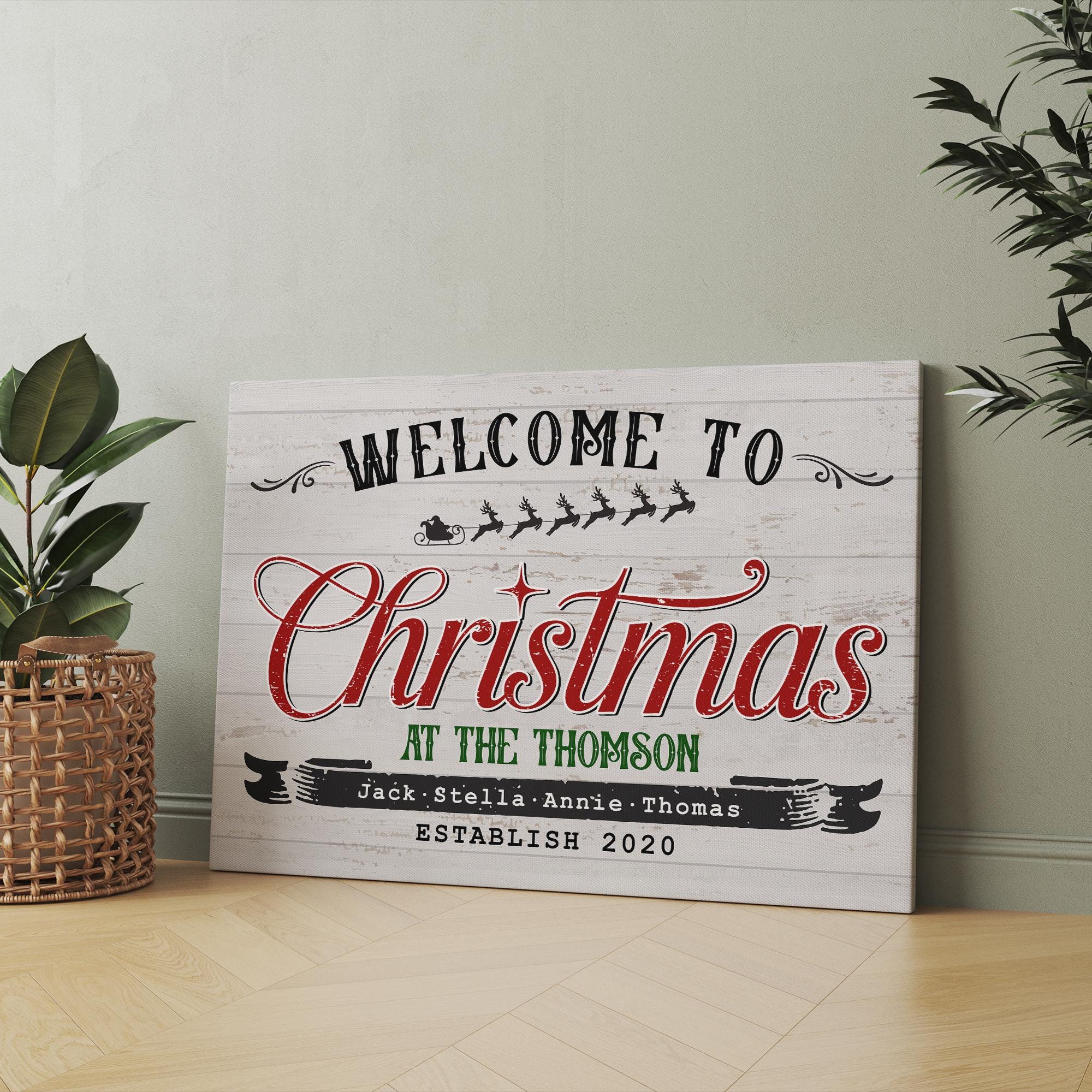 Custom Welcome to Christmas Sign, Personalized Christmas Family