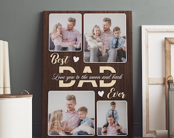 Regalo personalizado con foto para papá, lienzo personalizado para el Día del Padre, regalo personalizado para el Día del Padre, collage de fotos de cumpleaños para papá, arte mural de hija a papá.