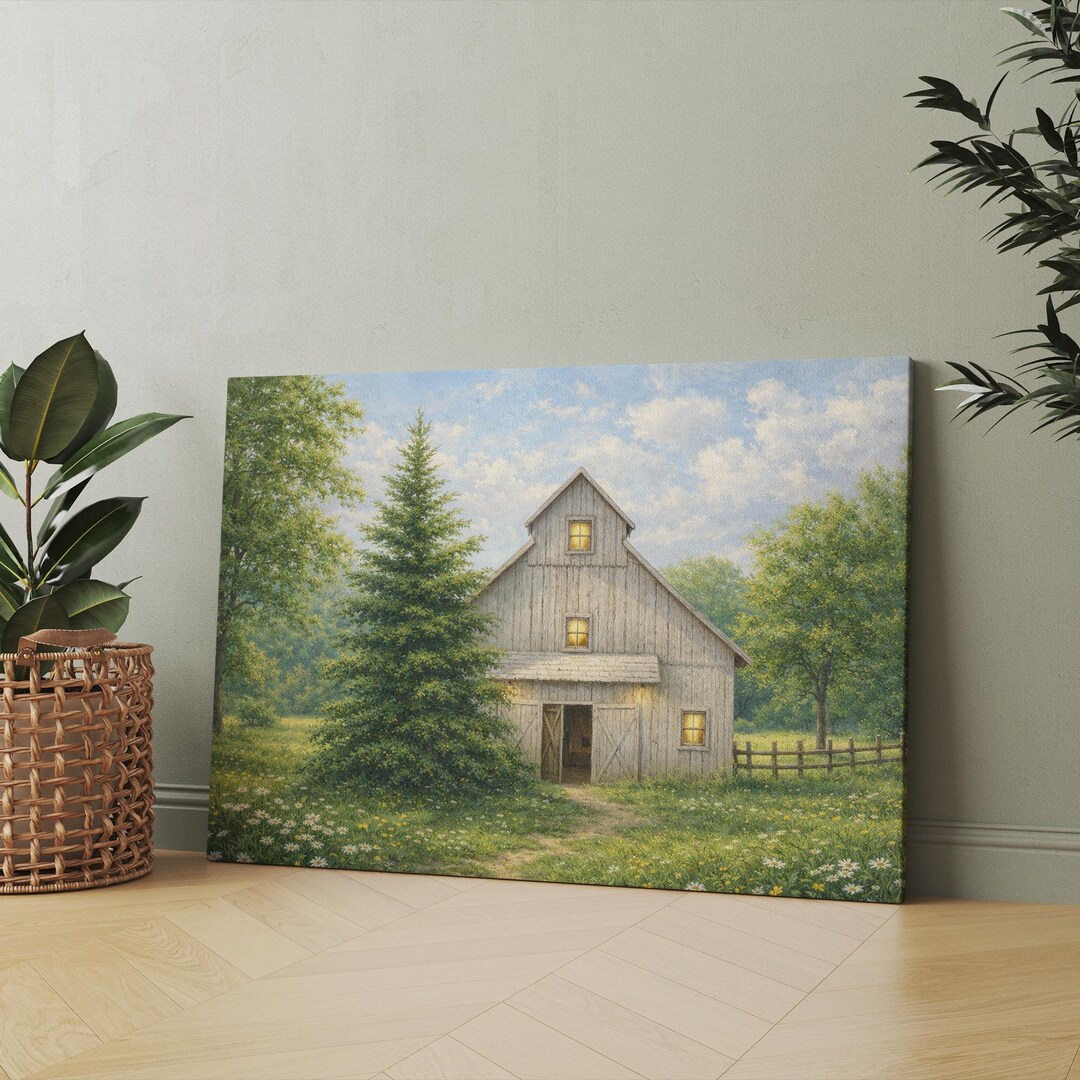 Rustic Canvas Vintage Rustic Barn Canvas Print, Farmhouse Landscape Wall Art, Country ...