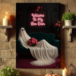 Welcome To My Boo Doir Ghost Print, Gothic Bedroom Decor, Goth Boudoir Art, Boudoir Decoration Wall Art, Goth Poster Canvas Gifts