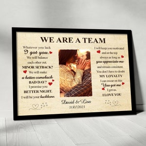 Valentine Day Gifts Canvas For Wife Husband, Personalized Custom Name Photo We Are A Team Wedding Anniversary Gift Ideas Canvas