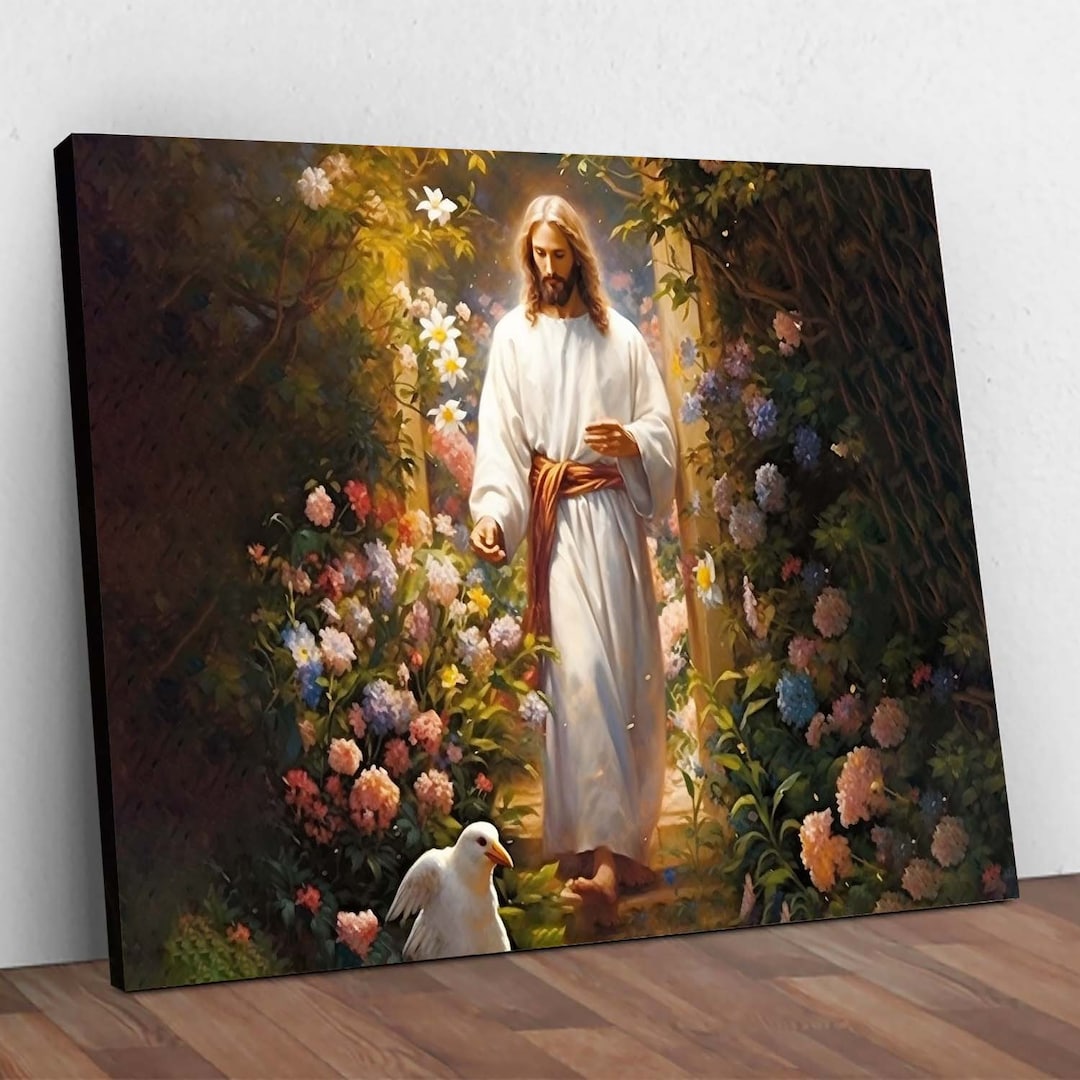 Jesus in His Garden, Religious Wall Decor, Bible Art Print, God's ...