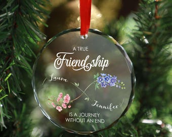 Personalized Friendship Christmas Ornament, Custom Best Friends Ornaments, Birth Flower Gift For Group Friends, Timeless Friendship Gift