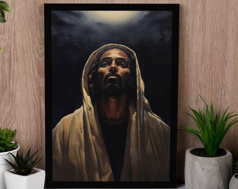 Black Jesus Religious Wall Art Home Living Decor, African American Religious Art, Black History Canvas For Livingroom Decor