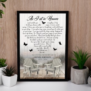 Memorial Wall Art, As I Sit in Heaven Poem, Personalized Remembrance Gift, Sympathy Decor, Personalized Canvas, Memorial Gift, Home Decor