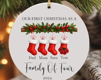 Family Of Four Christmas Ornament, Personalized Family Ornament, Custom New Family Ornament, Baby First Christmas Ornament, Family Keepsake