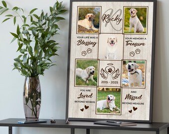 Custom Memorial Dog Photo Collage Canvas, Gifts For Someone Who Loss A Dog, Gifts With Your Pet Picture, In Memory Of Pet Memorial Gifts