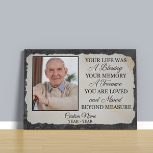 Memorial  Dad Canvas Gift, Photo Memorial, In Memory Of Plaque, In Loving Memory Gift, Personalized Memorial Canvas, Loss Of Dad Gift