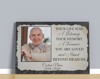 Memorial  Dad Canvas Gift, Photo Memorial, In Memory Of Plaque, In Loving Memory Gift, Personalized Memorial Canvas, Loss Of Dad Gift