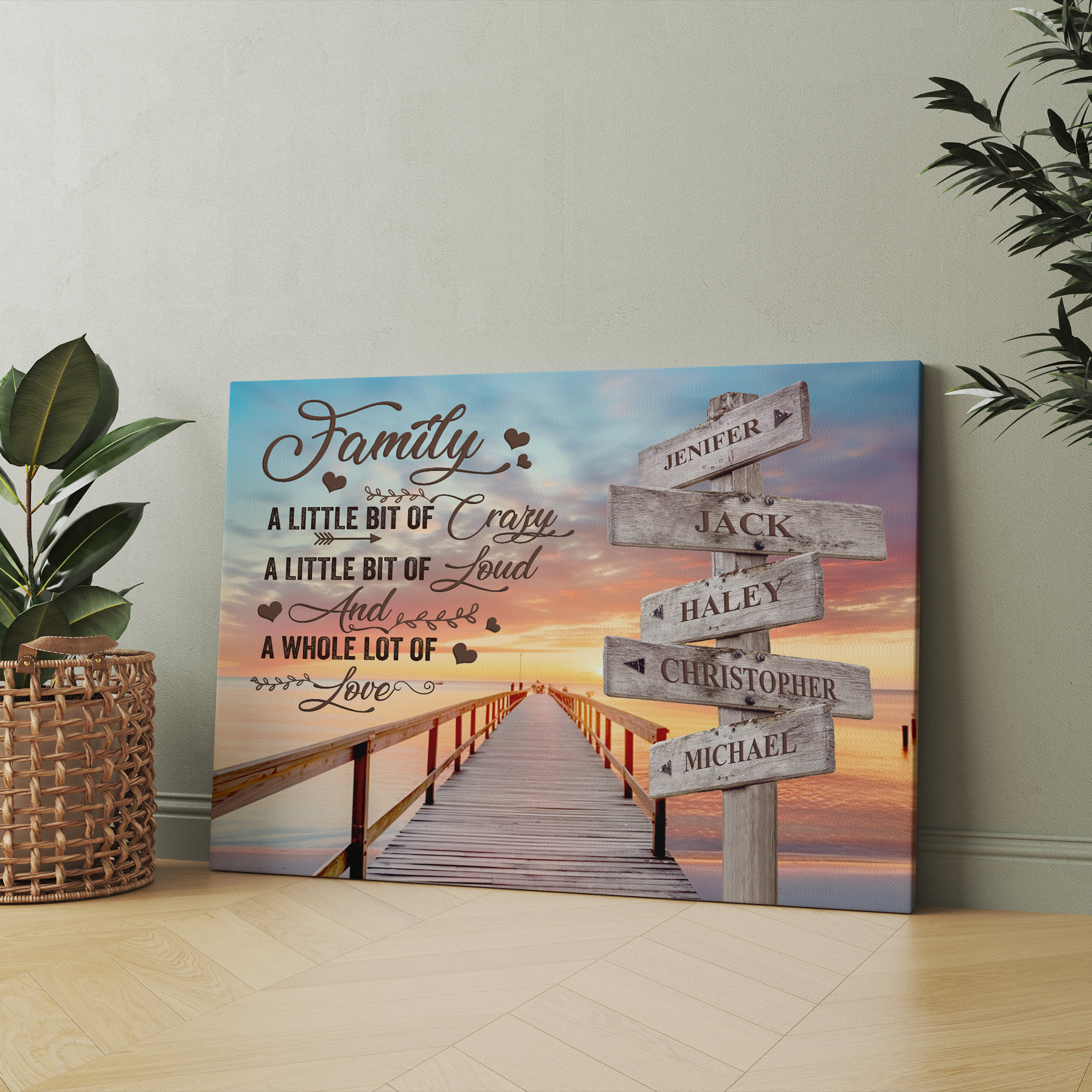 Personalized Family Multi Name Canvas, Custom Family Name Canvas for ...