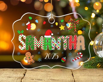 Personalized Christmas Ornament 2025, Custom Alphabet Name Ornament, Cute Girl Name Holiday Decor, Christmas Kids Keepsake, Xmas Gift