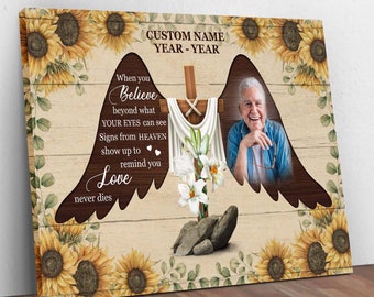 Personalized Memorial I Never Left You Canvas, Sympathy Father Rest In Peace Loss of Mother Canvas, Memorial Heaven Canvas