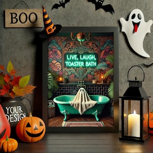 Live, Laugh, Toaster Bath - Tropical Gothic Bathroom Png,  Funny Ghost Print