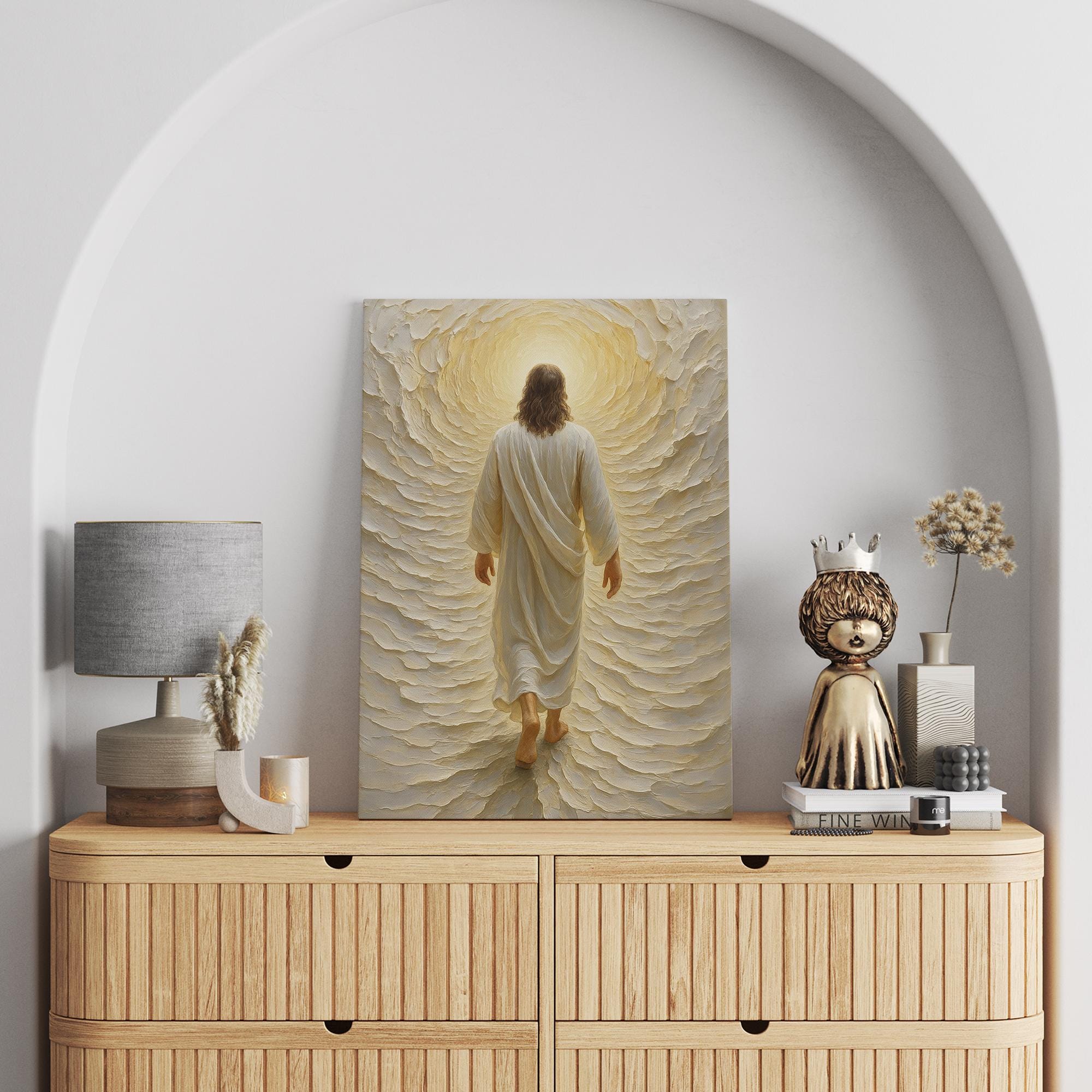 Jesus Walking Toward Heavenly Light Canvas, Religious Wall Art ...