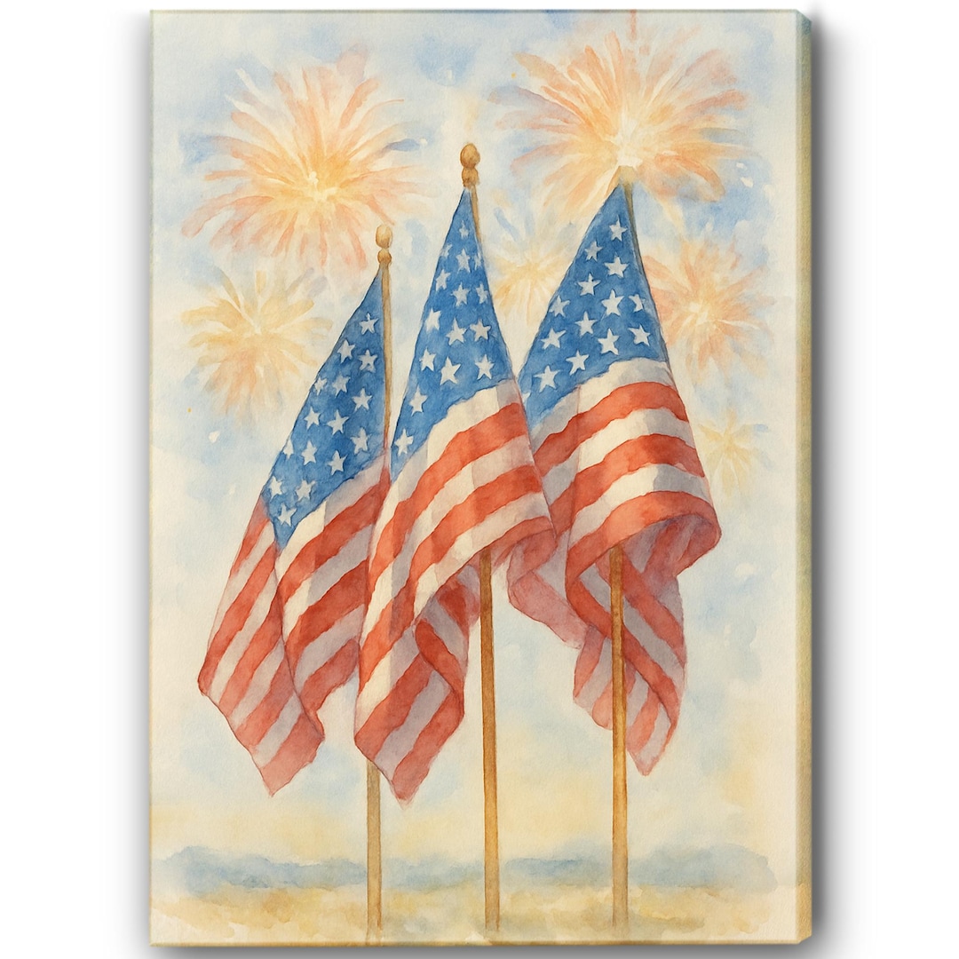 Vintage American Flag Art Printable, US Flag Wall Art, Rustic American ...