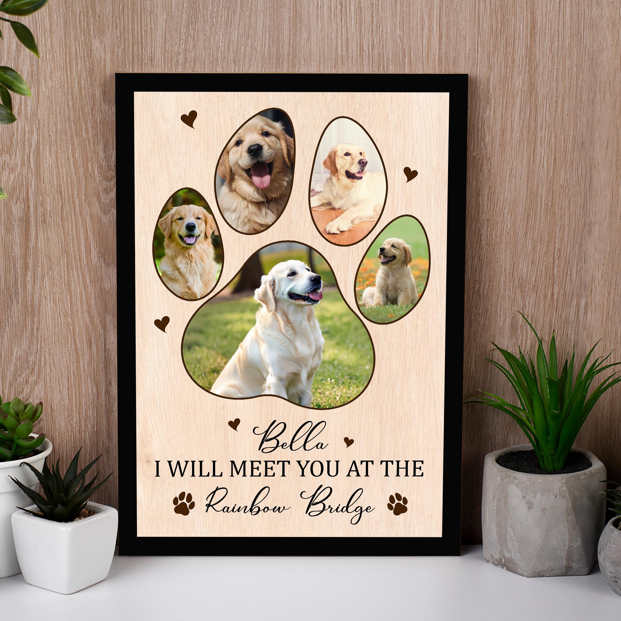 Personalized Memorial Dog Paw Photo Collage Canvas Print, Pet Paw Photo ...