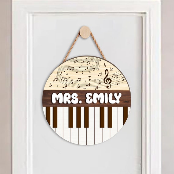Music Teacher Door Hanger, Personalized 3D Door Sign Music, School