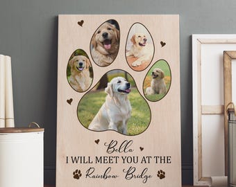 Personalized Memorial Dog Paw Photo Collage Canvas Print, Pet Paw Photo Collage, Pet Bereavement Gift, Pet Portrait, Gift for Dog Mom