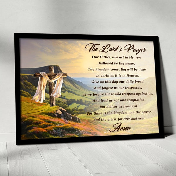 The Lord's Prayer Bible Verses Pictures Wall Decor, Christian Motivational Quotes Canvas, Religious Canvas For Home Decor