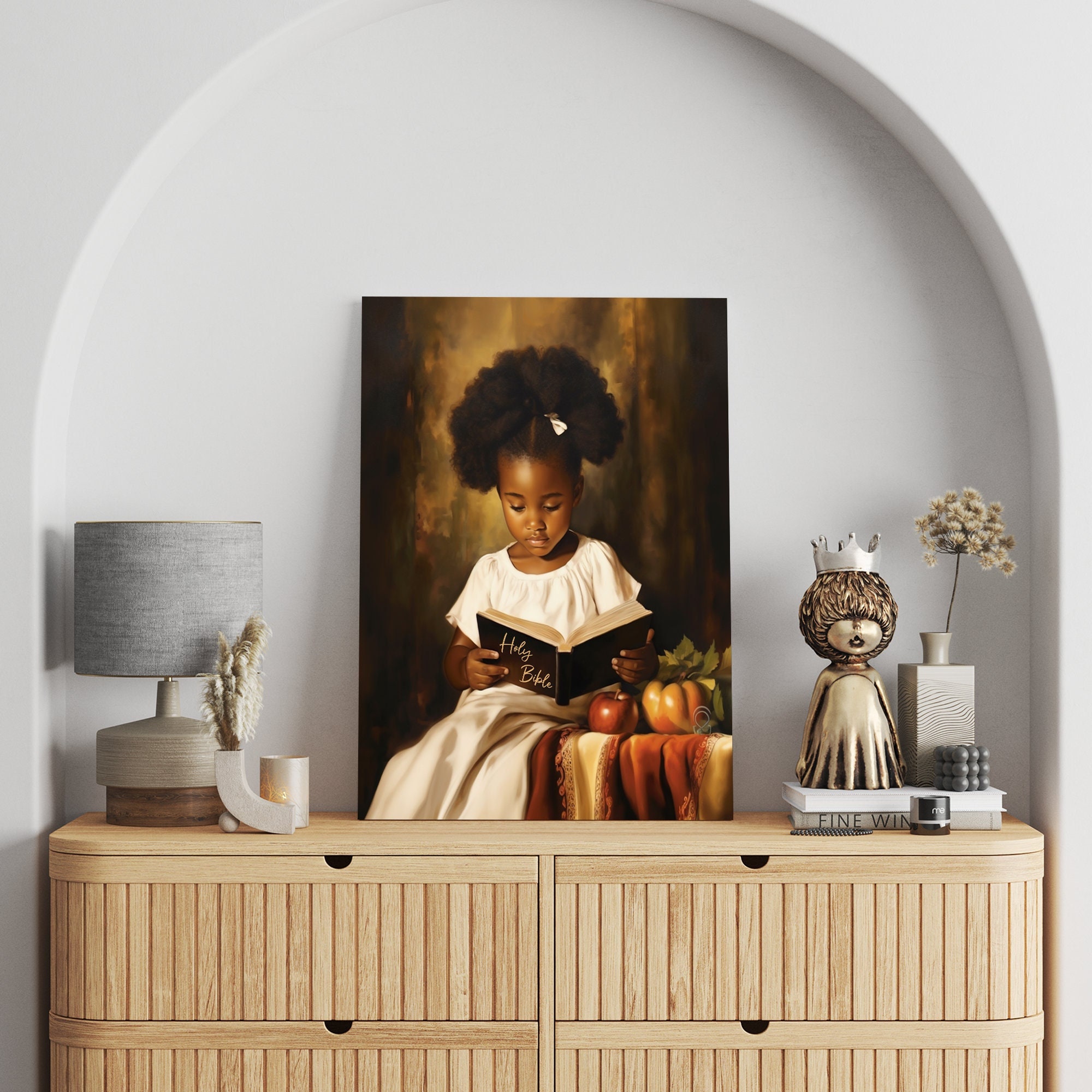 Reading Holy Bible Canvas, African American Art, Black Art, African