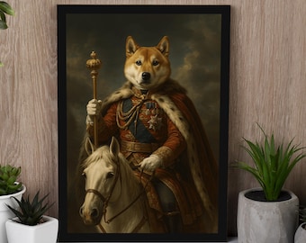 Retrato de mascota real, pintura al óleo personalizada sobre lienzo, regalo personalizado para mascotas, arte de mascota de la realeza, pintura renacentista de mascotas, impresión de póster de animales